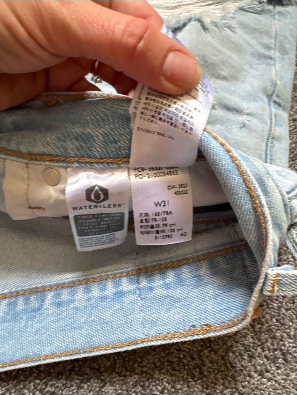 Levi's 501 Light Blue Distressed High-Rise Denim Shorts - Picture 3 of 4